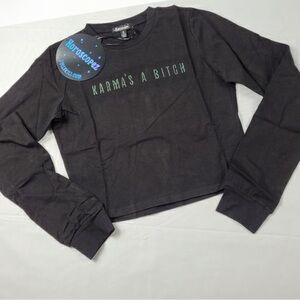 Dollskill Karma's A B Bedazzled/ Rhinestone Crop Tee